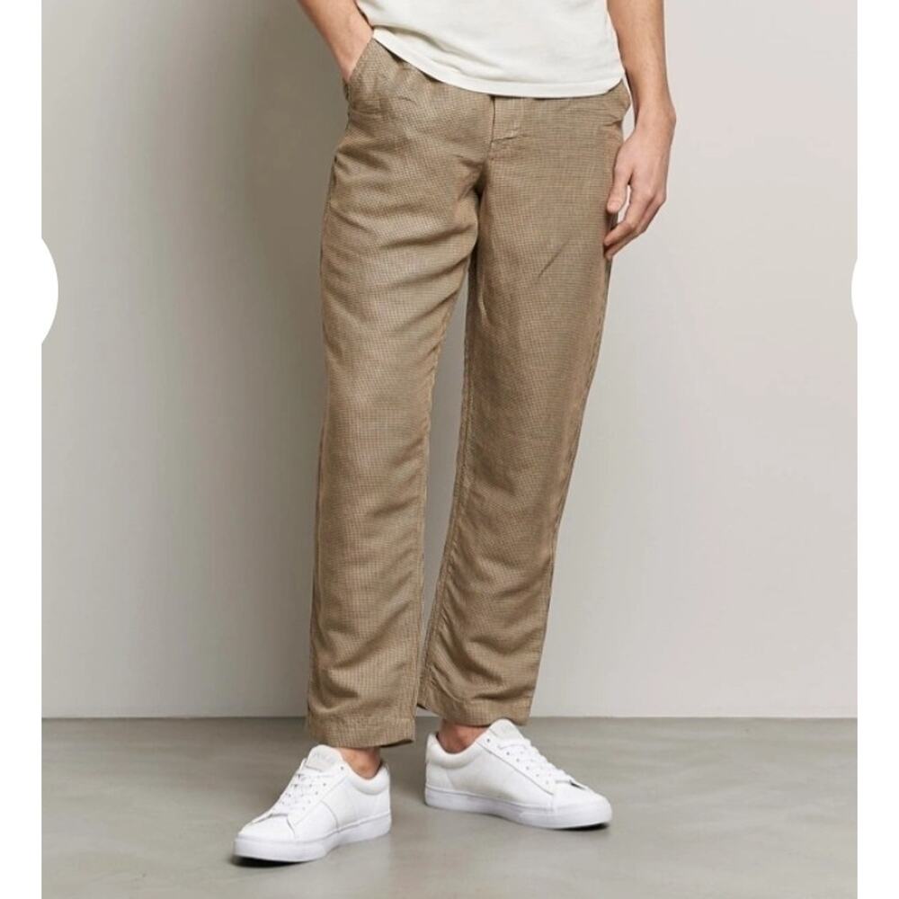 Polo Ralph Lauren Men's XL Prepster V2 Linen Pants Brown Dogstooth Tailored Slim
